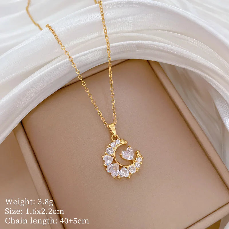 Women's Gold Heart Pendant Necklace – Copper & Stainless Steel