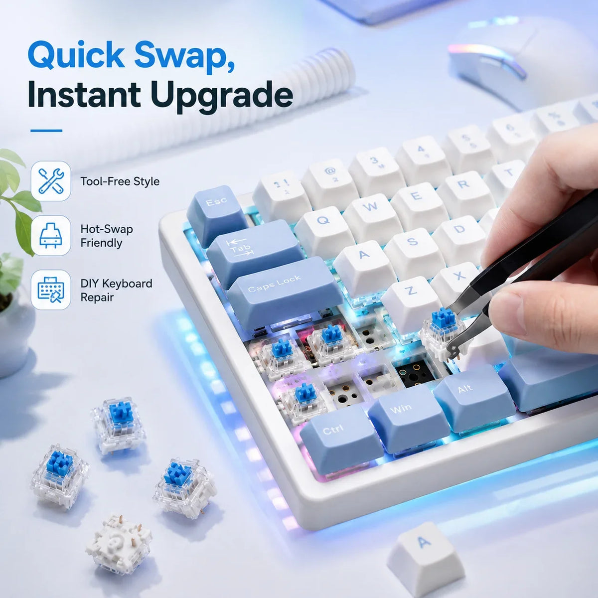3-Pin Mechanical Keyboard Switches 30/50/100pcs Tactile Clicky