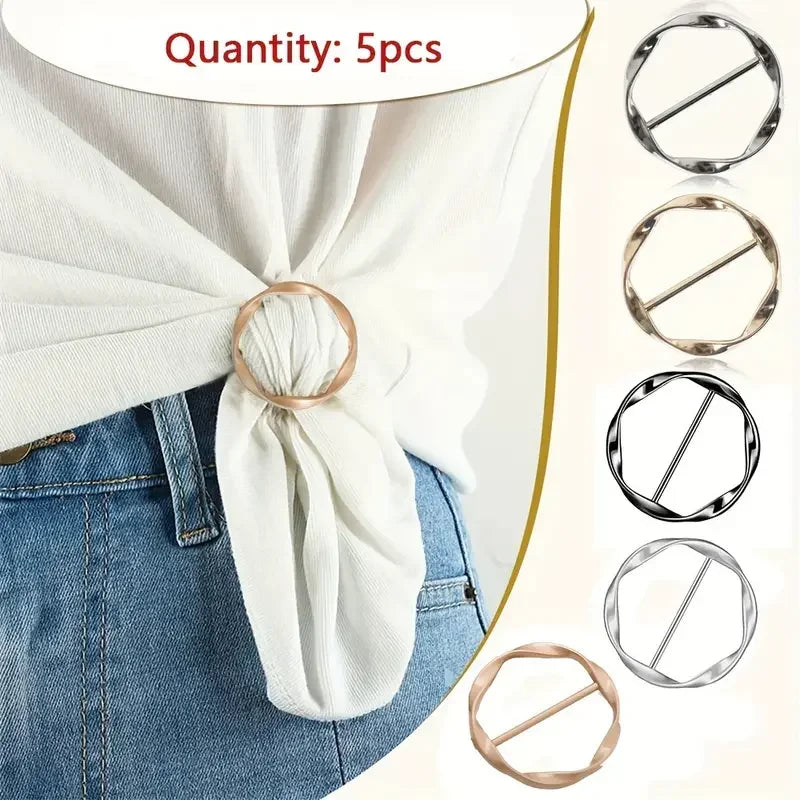5Pcs Metal Adjustable Clip Buttons for Shirts, Shawls & Waist