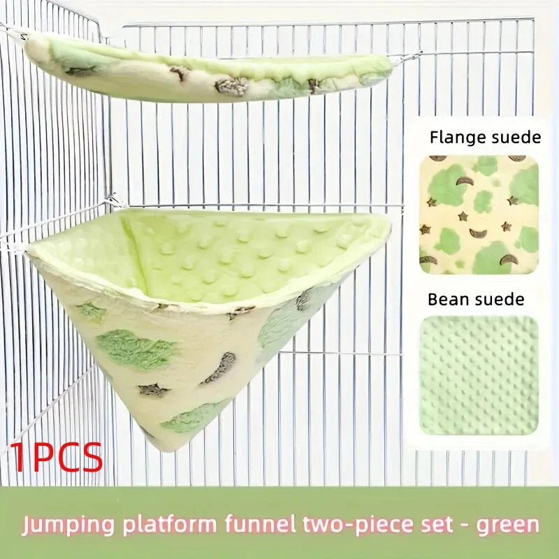 Small Pet Hammock & Funnel Bed Set – Fleece Cage Accessory