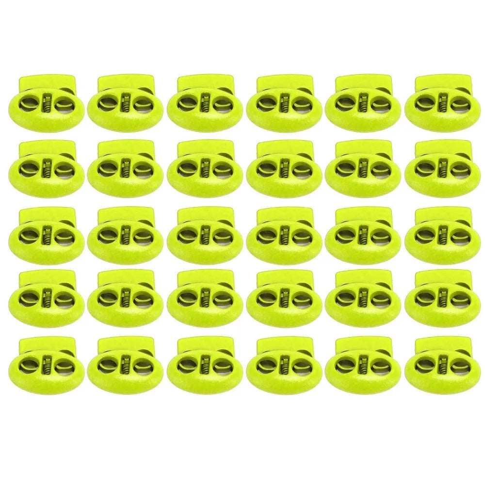 30pcs Metal Cord Locks Double Hole Spring Toggle Stoppers