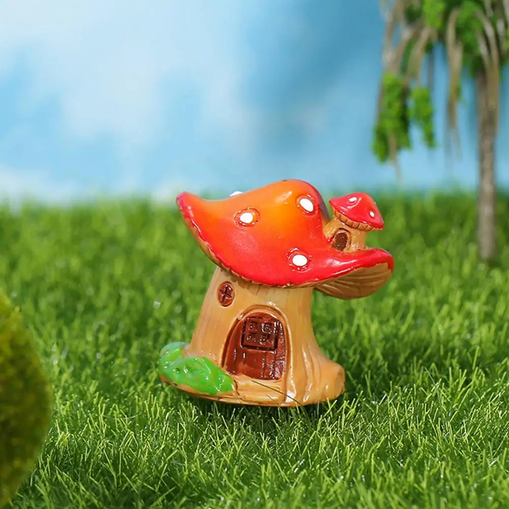 Resin Mushroom House Fairy Garden Miniature Ornament Decor