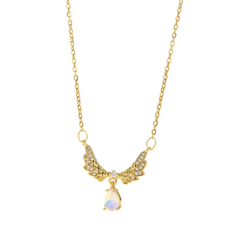 Women's Stainless Steel Clavicle Pendant Necklace | CZ Gem
