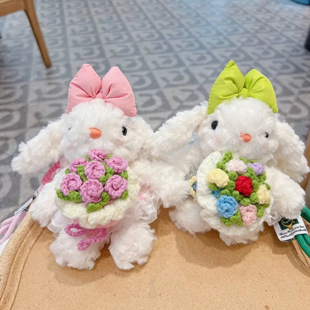 Plush Lop Ear Rabbit Doll Pendant | Bowknot Stuffed Bunny Charm