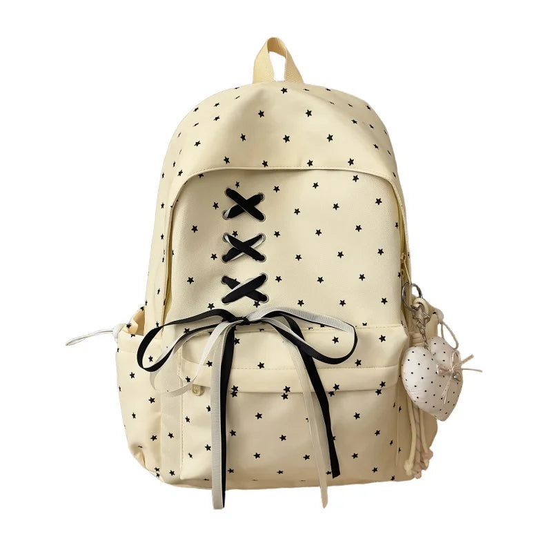 Girls' Large Capacity Polka Dot School Backpack – Stylish Bag
