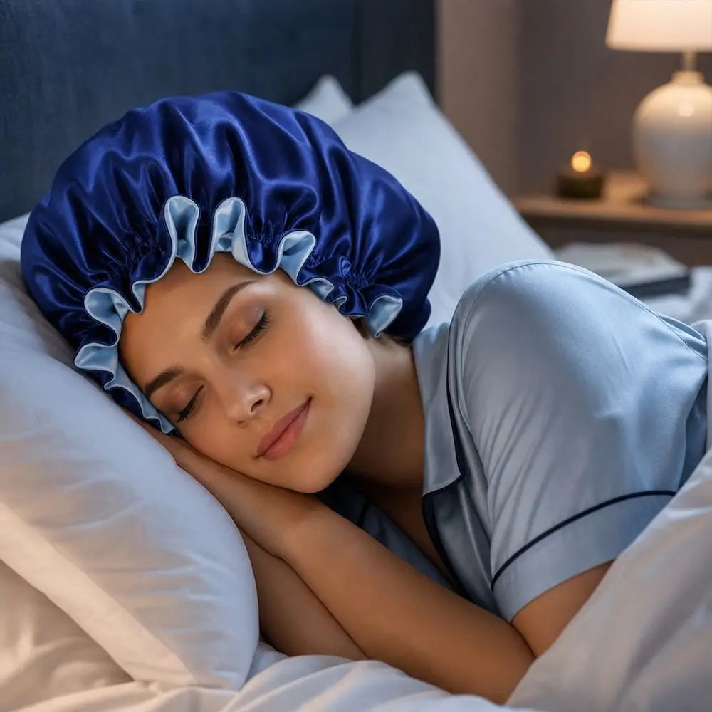 Double Layer Satin Sleep Bonnet – Reversible Lace Hair Cap