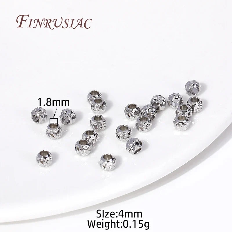 4mm 18K Gold Plated Corrugated Brass Spacer Beads for DIY Jewelry