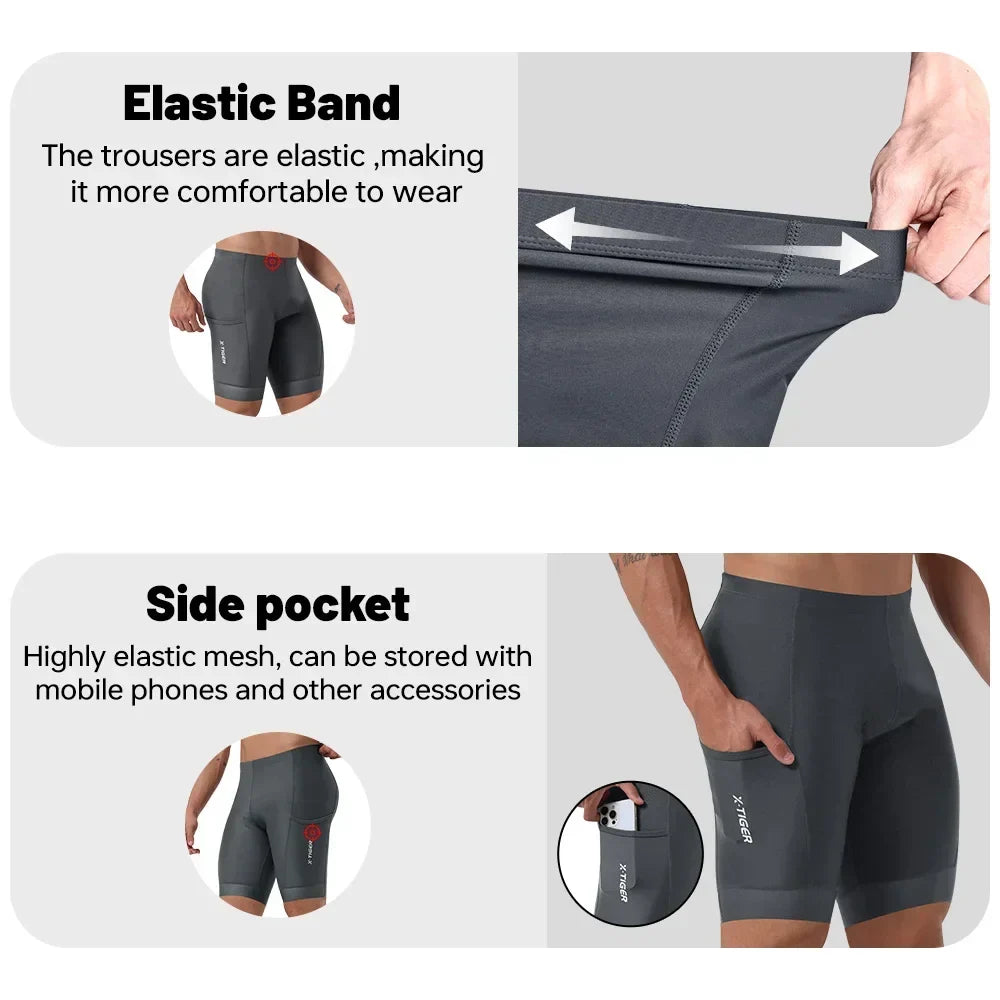 X-TIGER Men's 6D Gel Padded MTB Cycling Shorts | Quick Dry
