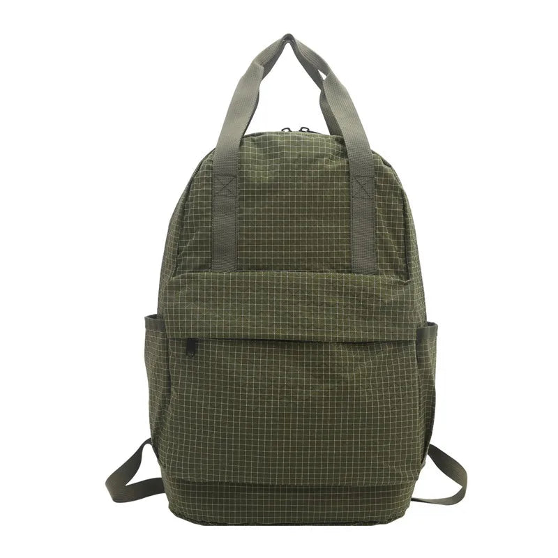 Waterproof Nylon Plaid Foldable Backpack | Lightweight Travel Bag