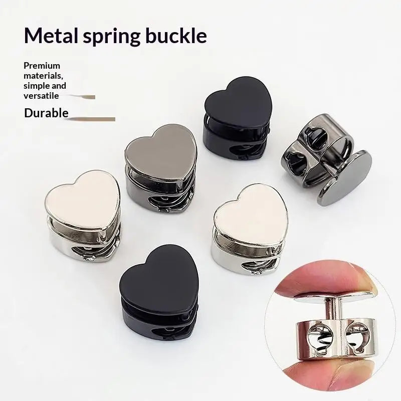 Heart Shape Zinc Alloy Spring Cord Lock Buckles – 5 Pack