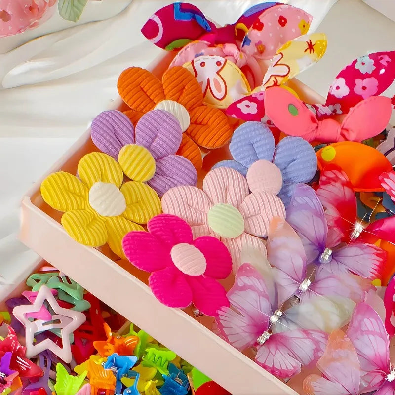 576pcs Girls Hair Accessories – Butterfly Clips & Elastic Bands