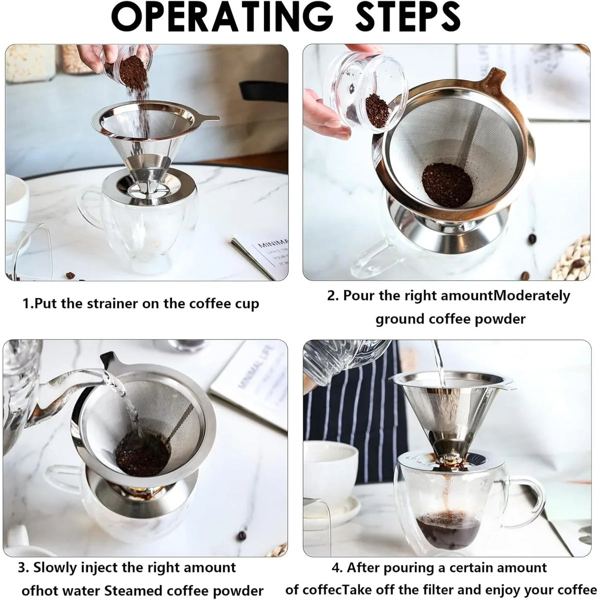 Large Reusable Stainless Steel Coffee Filter Strainer