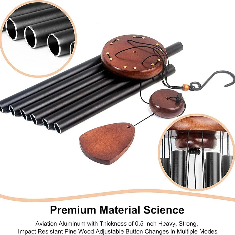 Retro Wood & Aluminum 6-Tube Wind Chime – Garden & Balcony