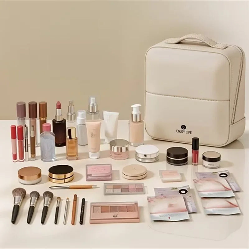 Standing PU Leather Makeup Brush Bag | Large Organizer