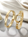 REBIRTH 2-Piece Casual Watch & Bracelet Set – Digital Quartz