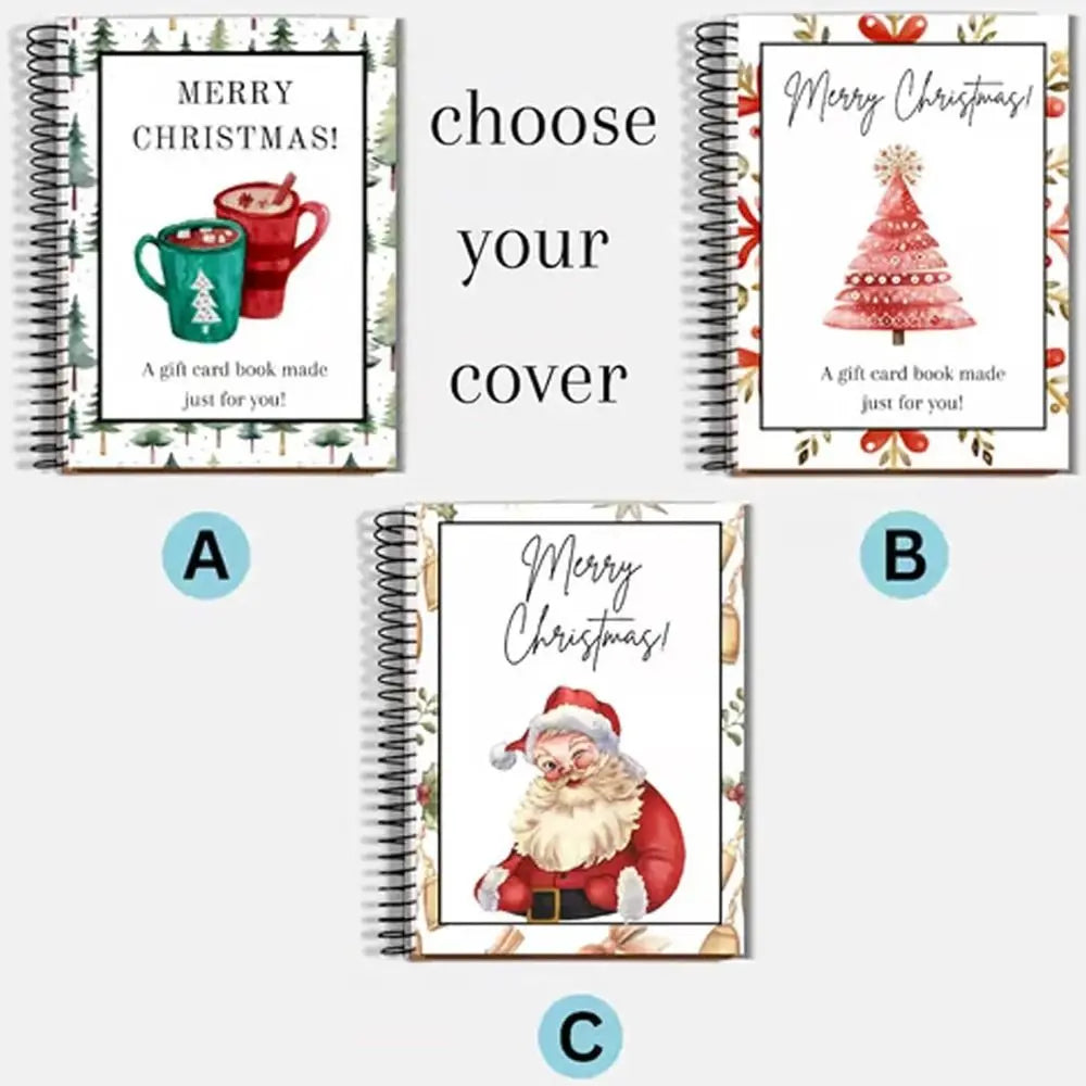 Spiral-Bound Christmas Gift Card Book & Greeting Organizer