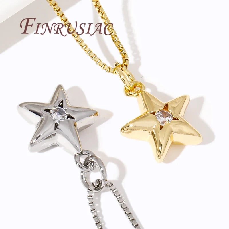 18K Gold Plated Star Charms – Brass Zircon DIY Jewelry Pendants