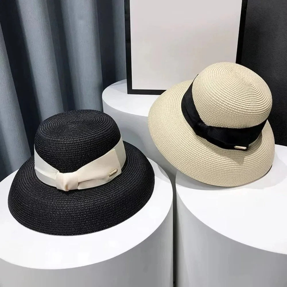 Women's Wide Brim Straw Sun Hat – UV Protection Beach Hat