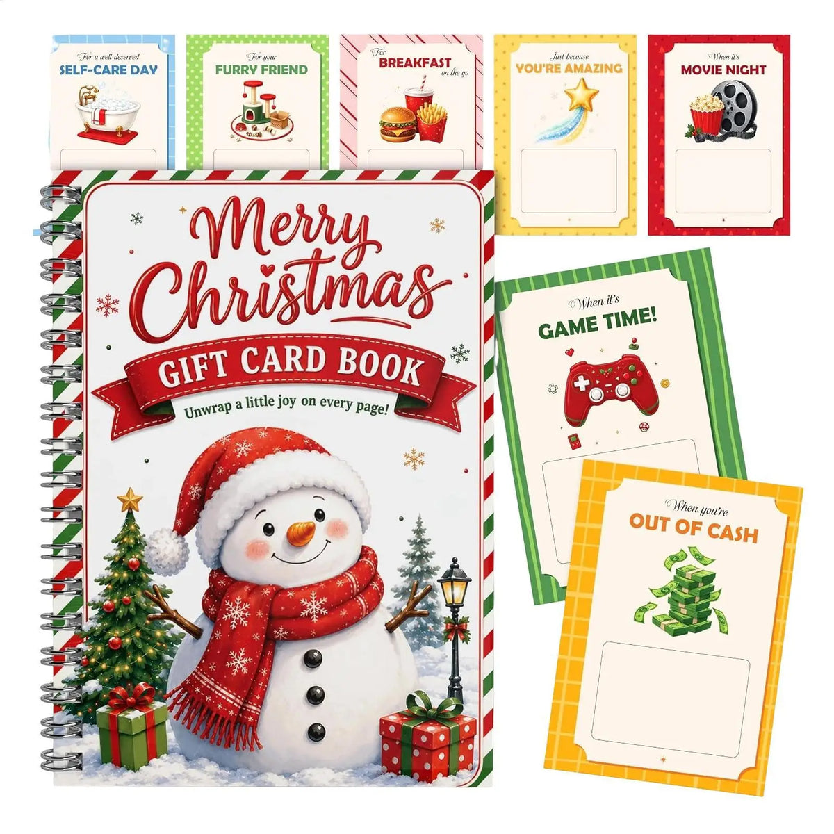 Christmas Gift Card Holder Book | Spiral-Bound Festive Booklet