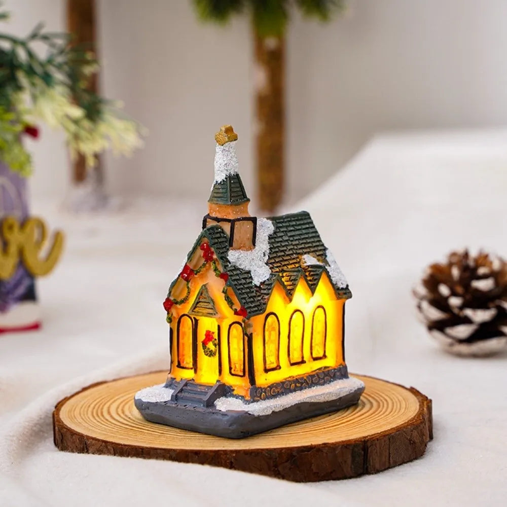 LED Christmas Village Miniature Light House Resin Ornament