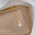 Geometric Zircon Pendant Necklace Gold Stainless Steel Chain