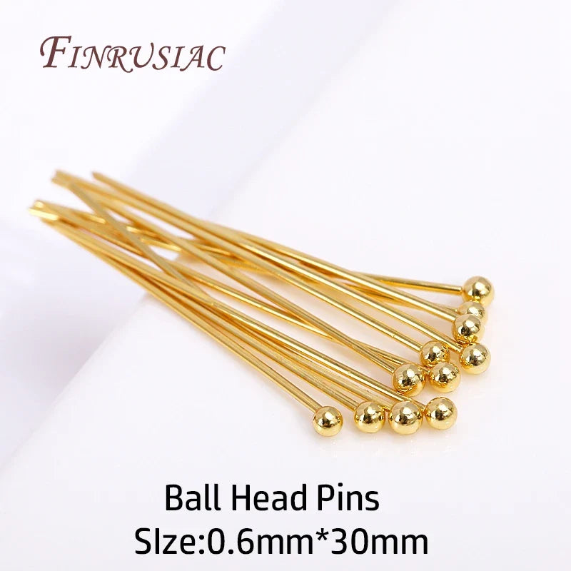 18K Gold Plated Eye & Head Pins – DIY Jewelry Findings 50–100 Pcs