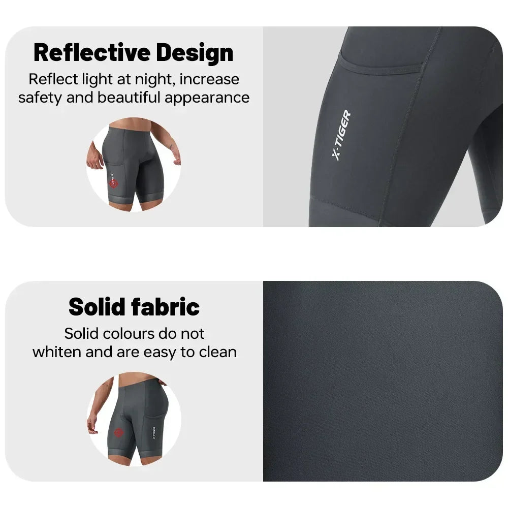 X-TIGER Men's 6D Gel Padded MTB Cycling Shorts | Quick Dry