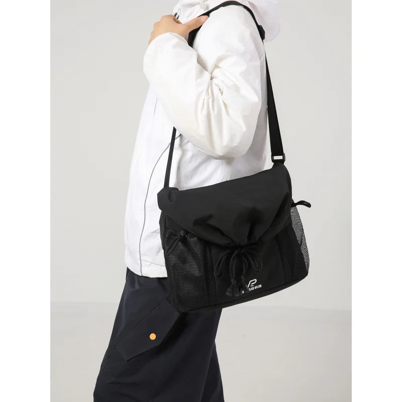 Nixie Drawstring Crossbody Bucket Bag – Large Capacity Nylon