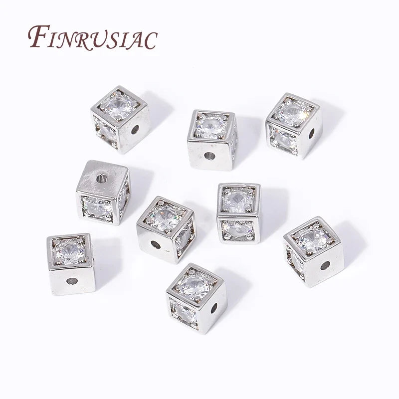 18K Gold Plated Zircon Square Spacer Beads | DIY Jewelry