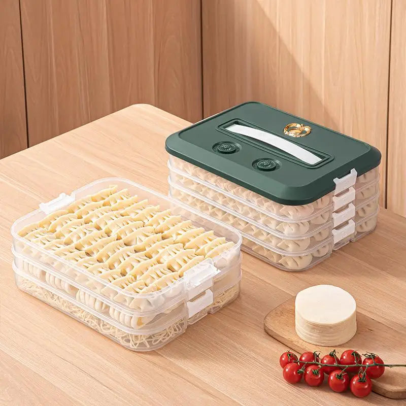 Stackable Dumpling Storage Containers with Airtight Lids 1-4 Layers