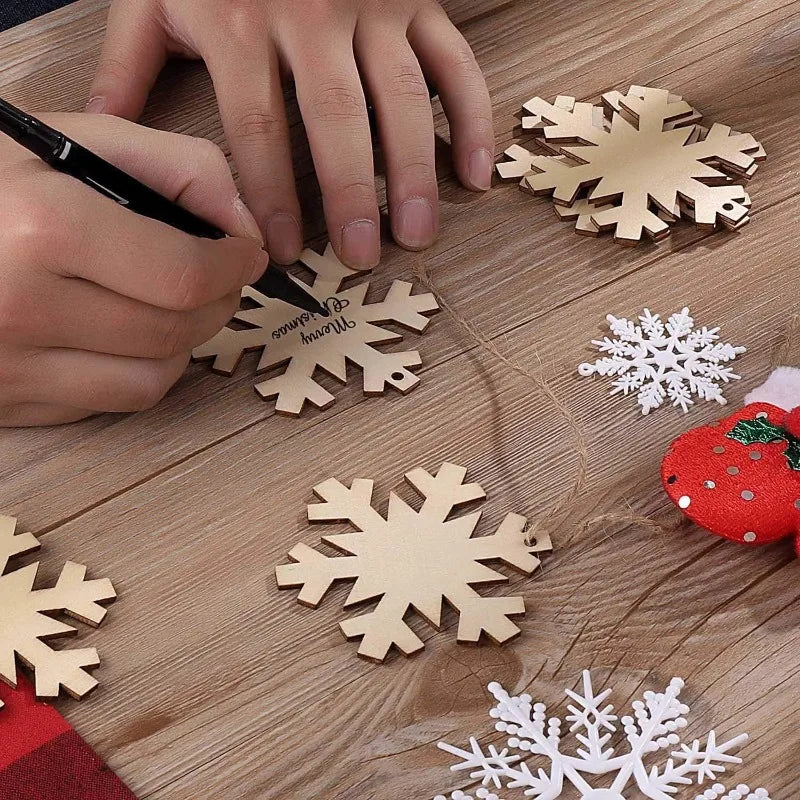 10-Pack Paintable Wooden Christmas Ornaments – DIY Wood Slices