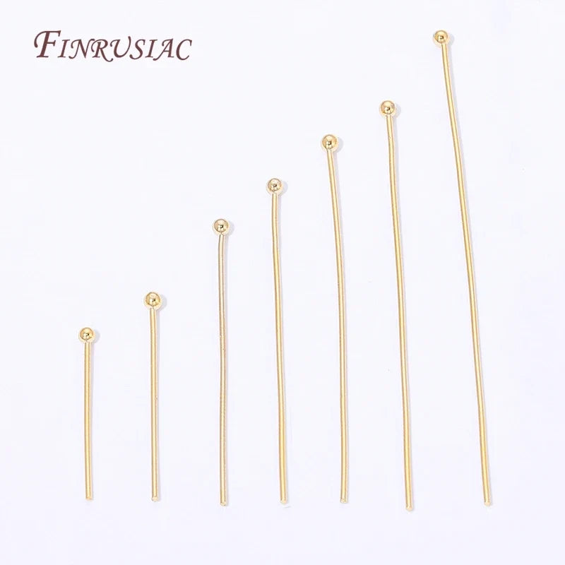 18K Gold Plated Ball Head Pins – Long Stem Beading Pins