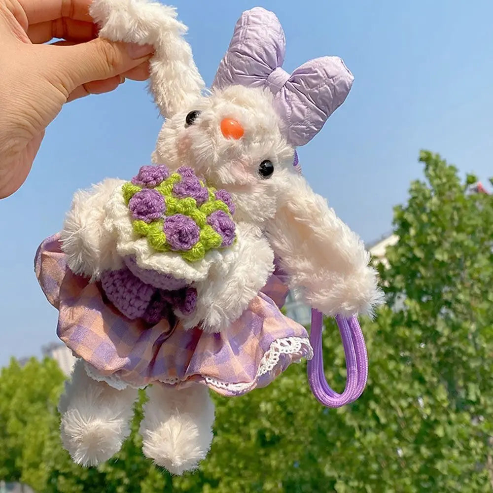 Plush Lop Ear Rabbit Doll Pendant | Bowknot Stuffed Bunny Charm