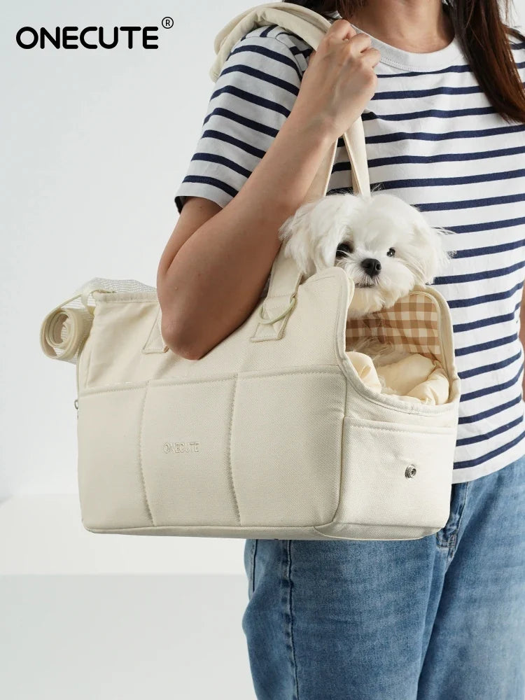 Travel Pet Carrier Bag – Breathable Cotton Shoulder Bag for Pets