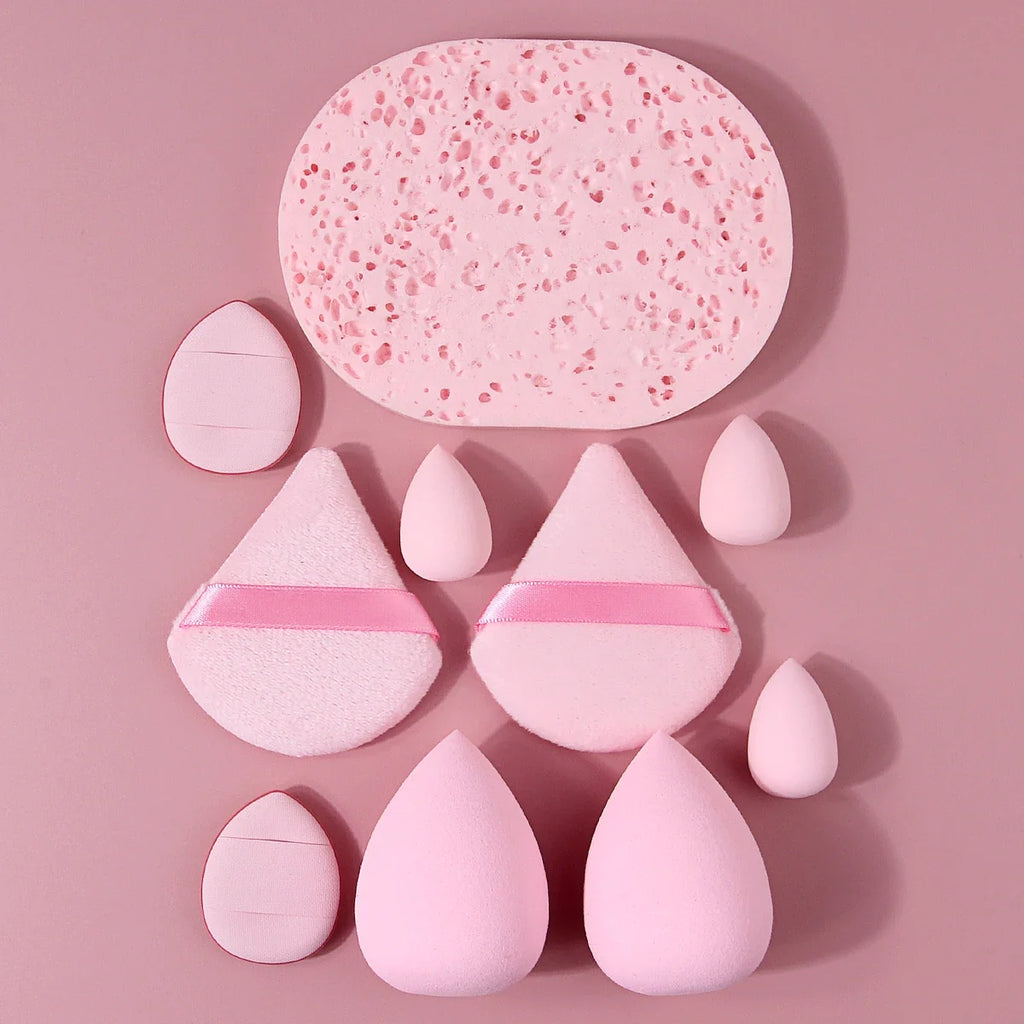 10-Piece Makeup Sponge Set – Puffs, Eggs & Mini Sponges
