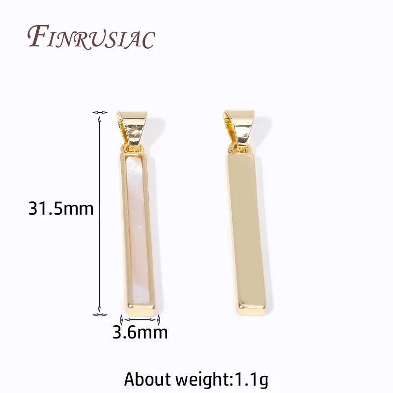 18K Gold Plated Rectangle Shell Pendant Charms | DIY Jewelry