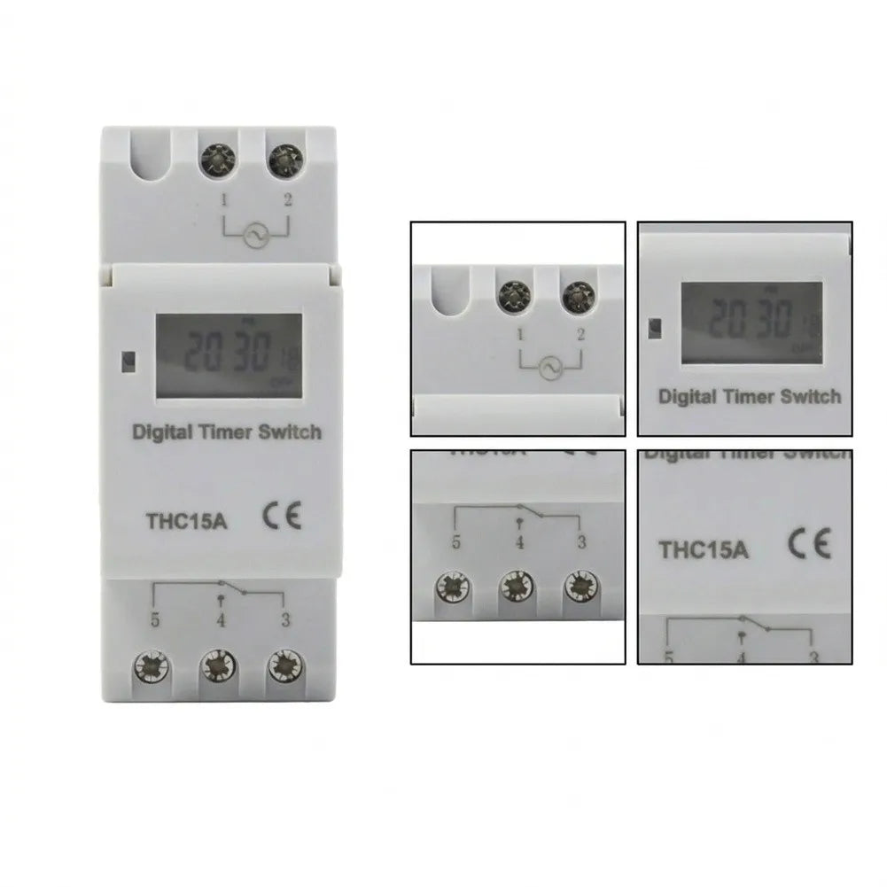 DIN Rail Timer Switch AC110V 25A | 16-Program Compact Mount