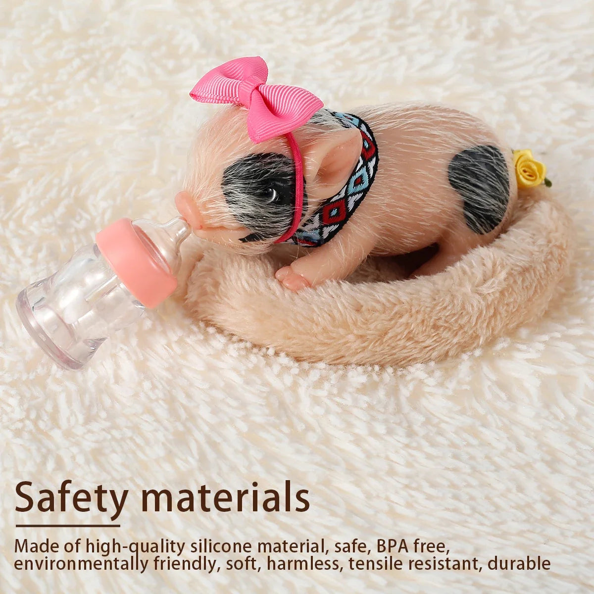 Mini Silicone Piglet Doll Toy Set – Lifelike Reborn Pig Gift