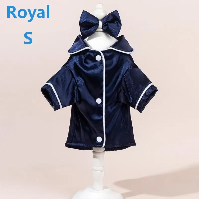Satin Dog Pajamas Set with Bow Headband | Soft Pet Sleepwear