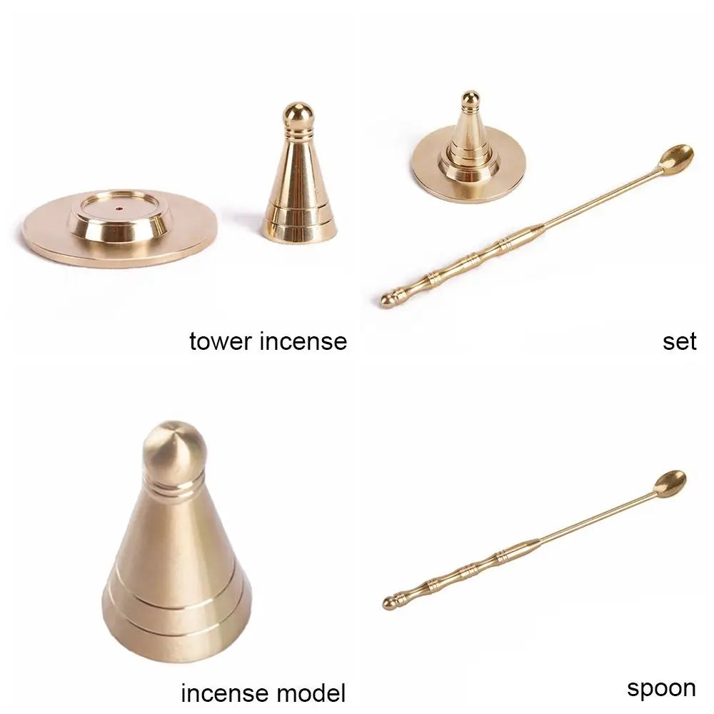 Pure Copper Brass Tower Incense Burner Chinese Retro Censer