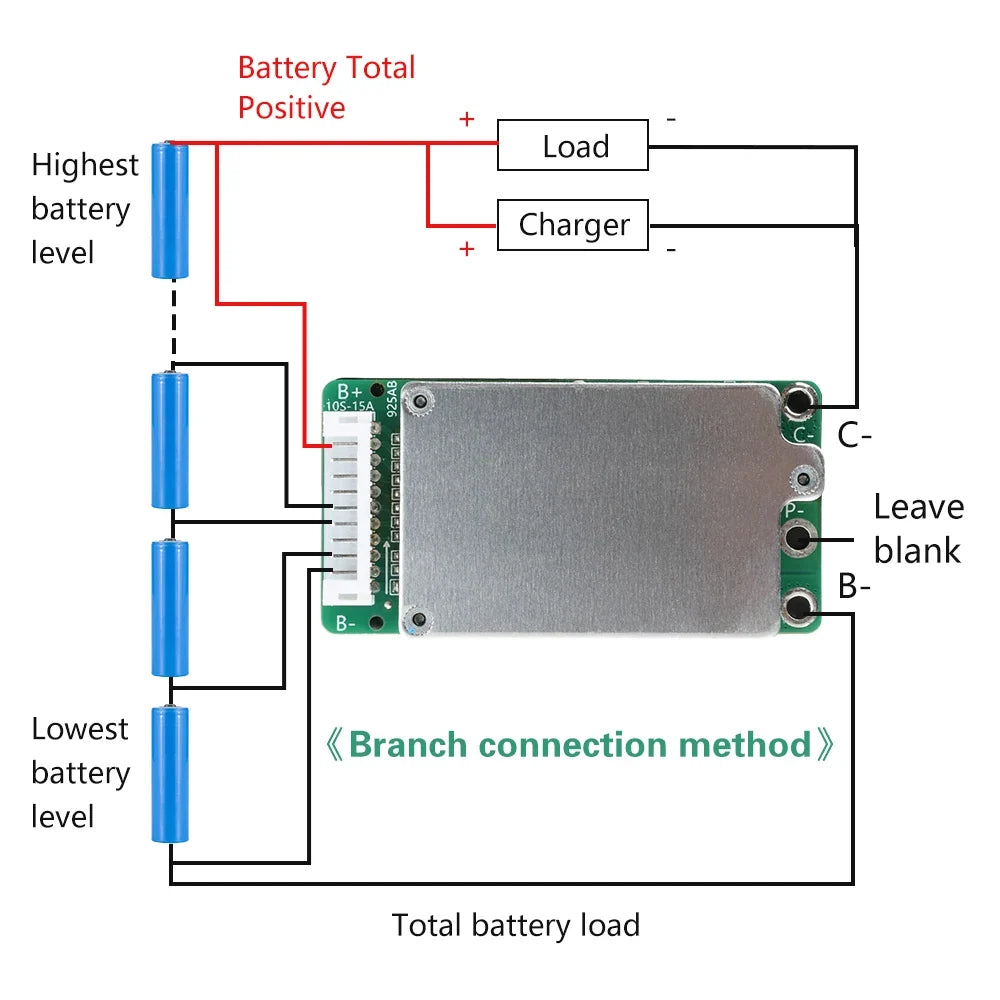 10S 36V 15A 18650 Lithium BMS Battery Protection Board