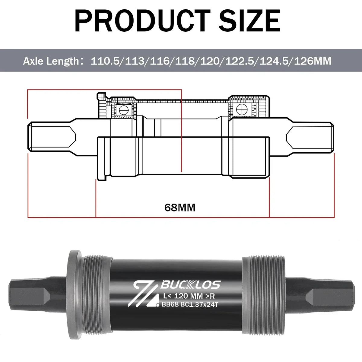 BUCKLOS Square Taper Bottom Bracket BB68 MTB Road E-Bike BSA