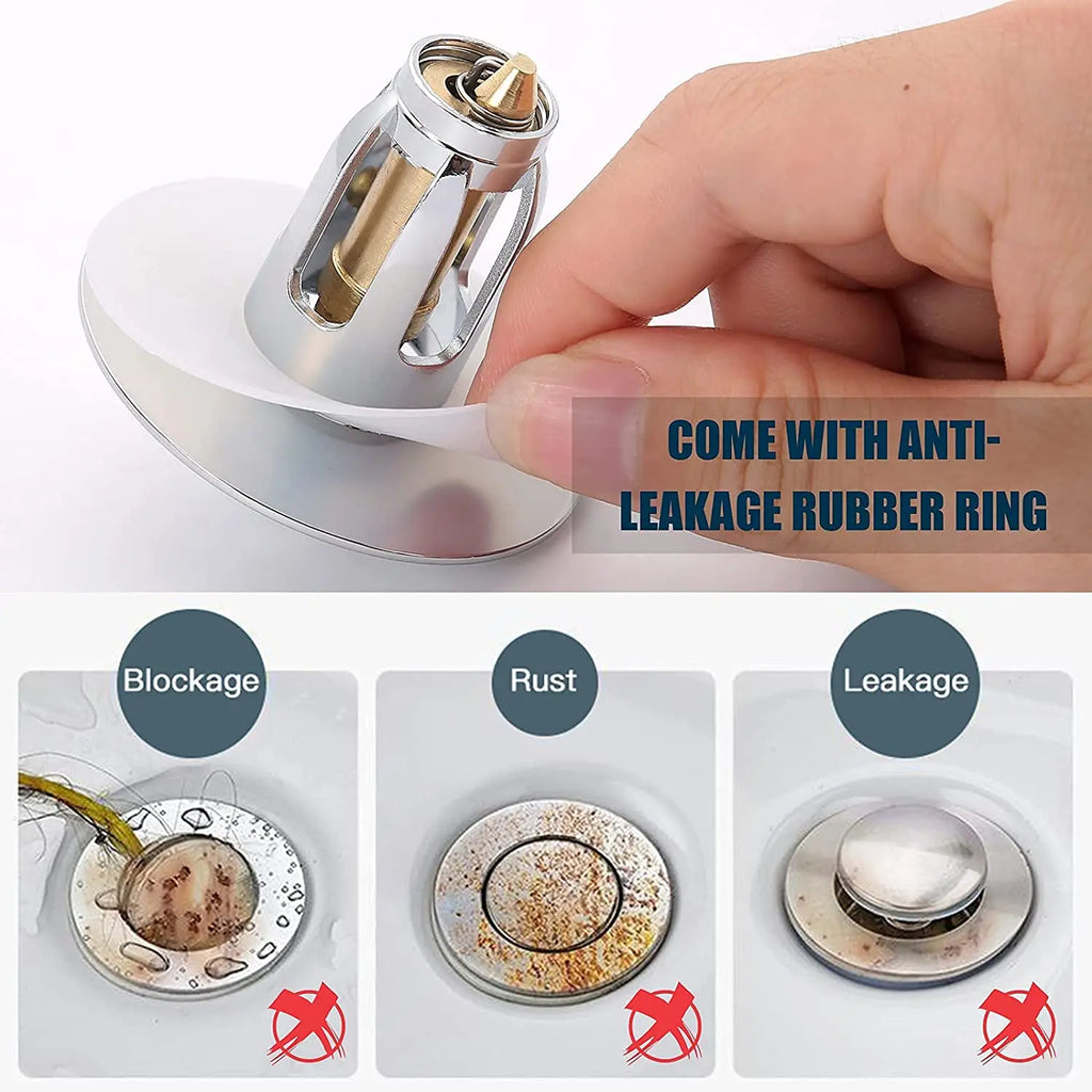 Universal Brass Pop-Up Drain Stopper & Hair Catcher Sink