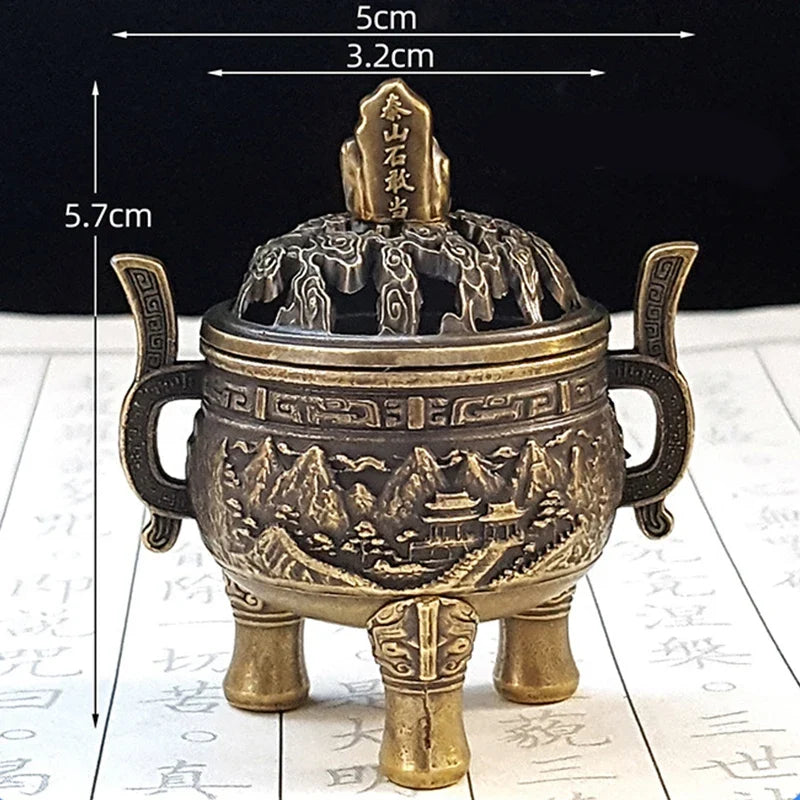 Three-Legged Incense Burner Bowl – Ancient Taishan Stone Style