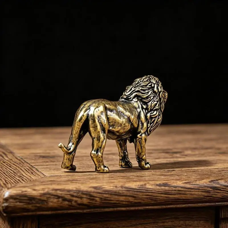Brass Lion Figurine Antique Finish – Home & Office Desk Decor