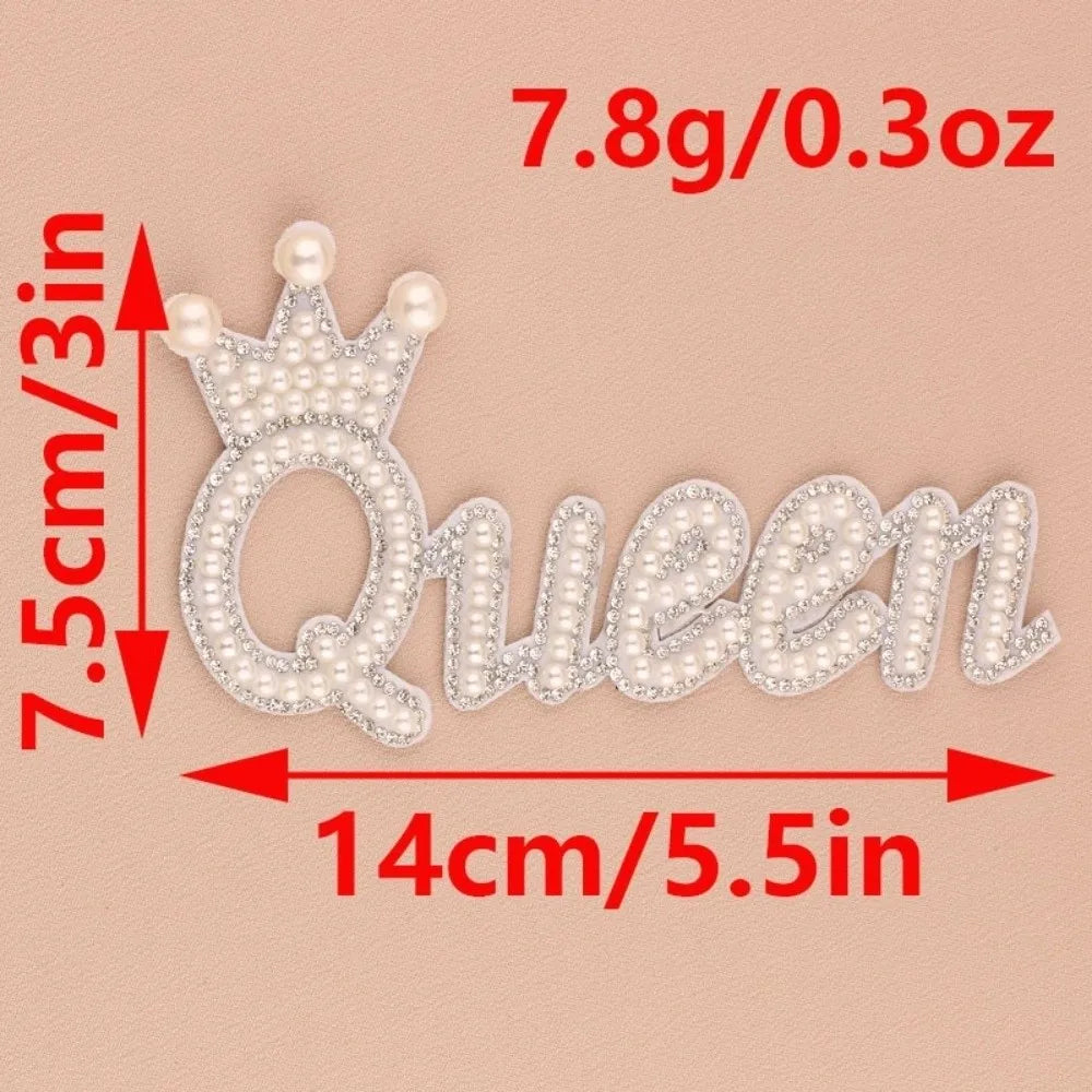 Pearl Rhinestone Letter Patches – Adhesive Non-Woven Appliqué