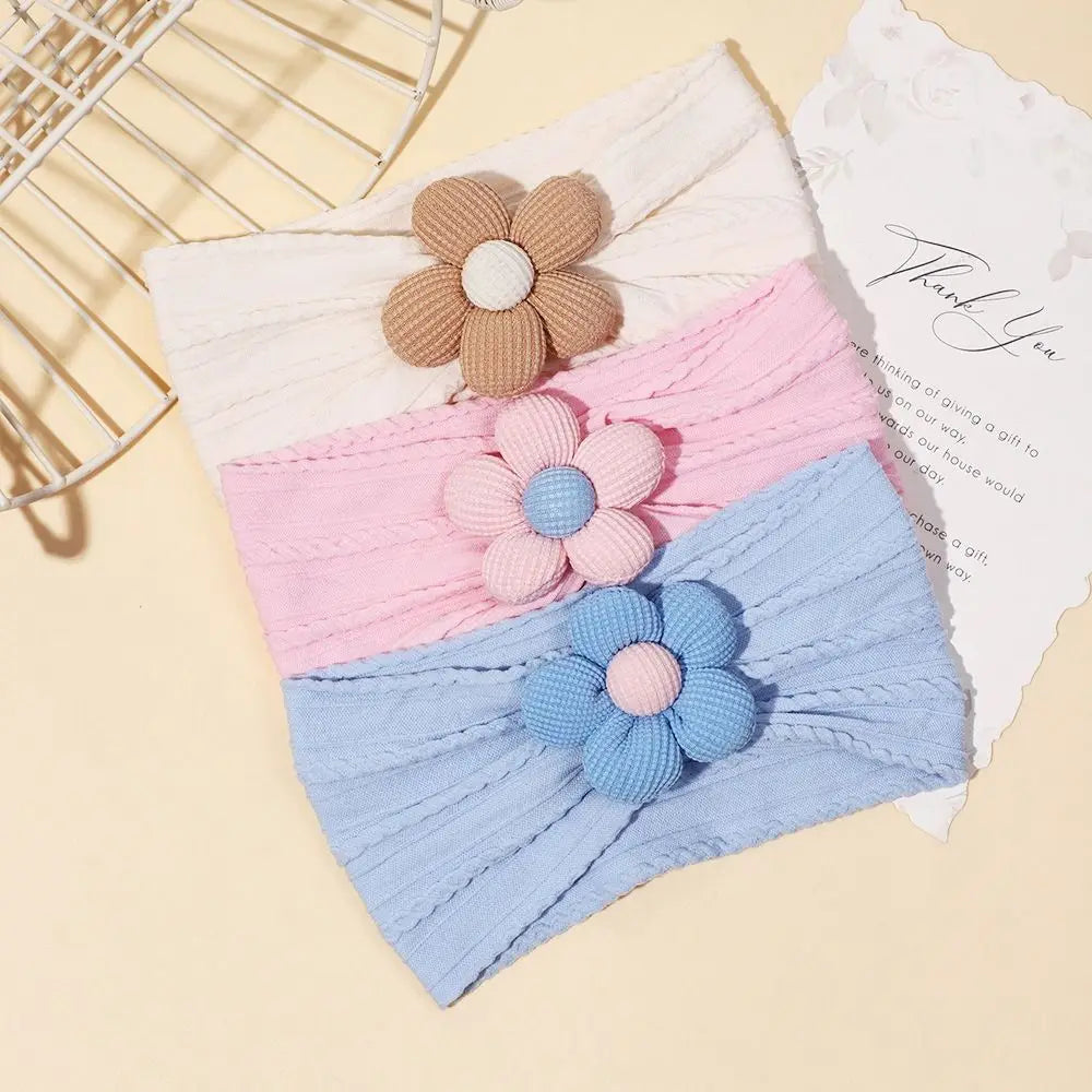 Floral Infant Wide Headband – Soft Stretchy Nylon Baby Head Wrap