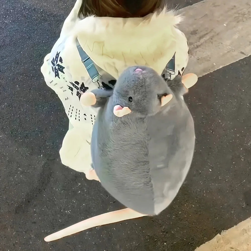 Cartoon Mouse Plush Backpack – Cute Stuffed Rat Doll Bag