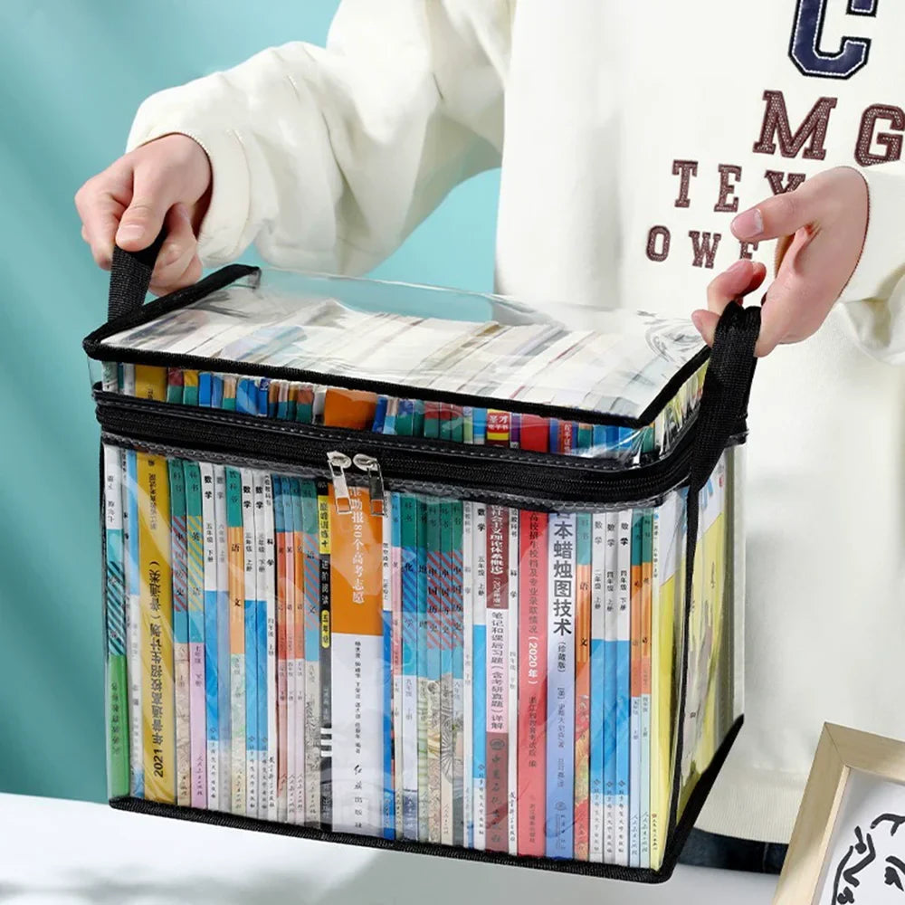 Foldable Large Capacity Book Storage Box – Transparent Waterproof