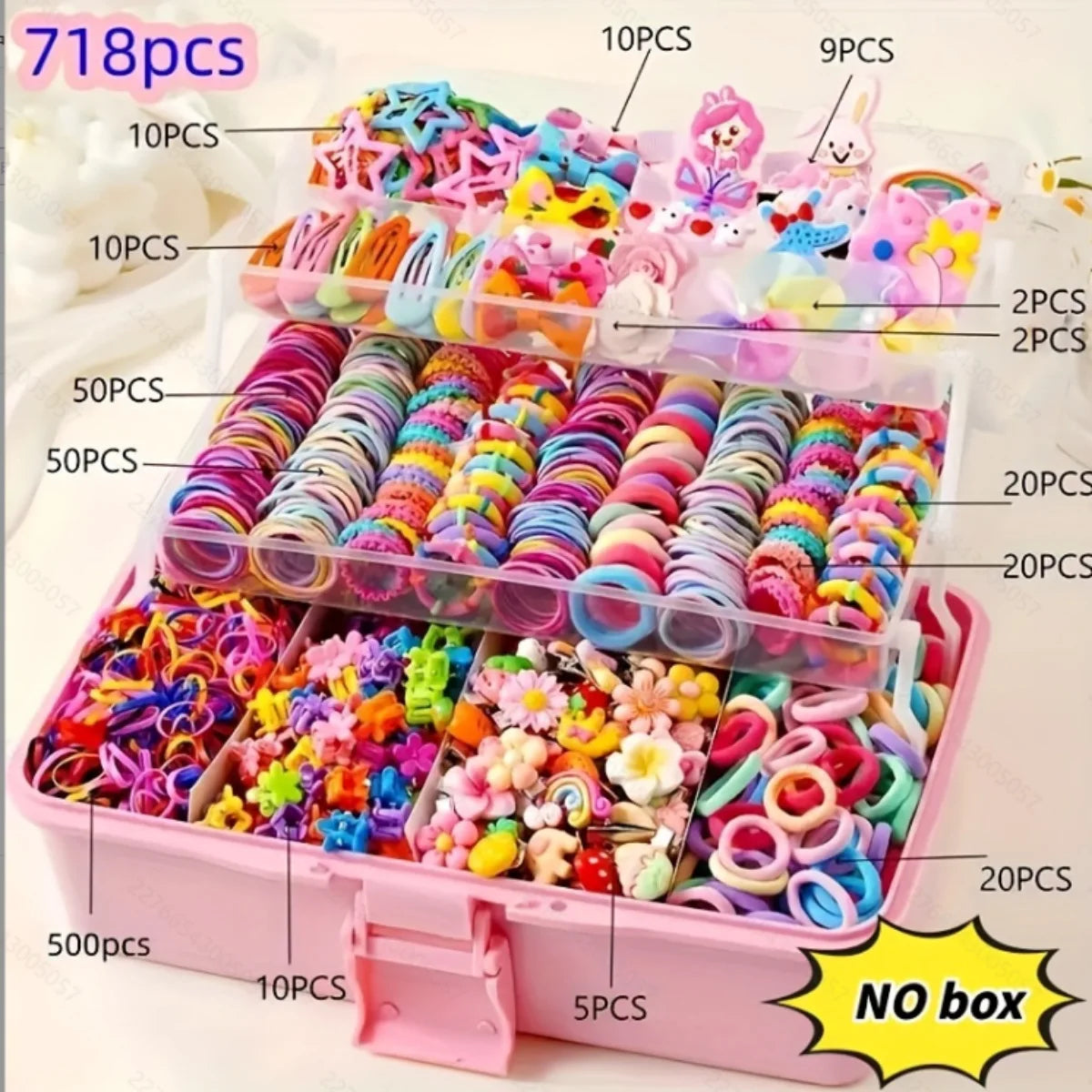 881Pcs Kids Hair Accessories – Clips, Ties & Scrunchies Set